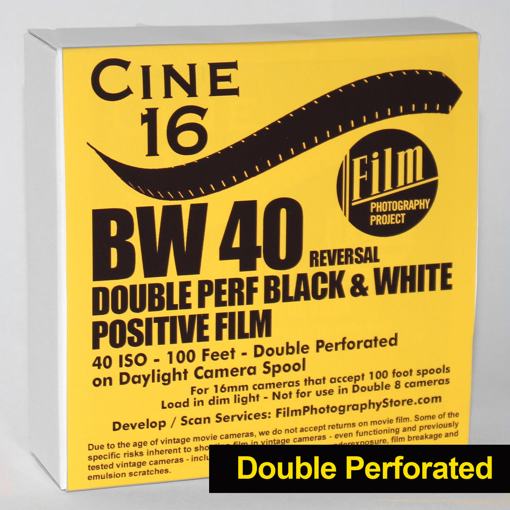 16mm Film Double Perf CINE16 BW Reversal 40 iso 100 ft