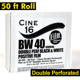 16mm Film - 50' Double Perf - CINE16 BW Reversal 40 iso - 50 ft