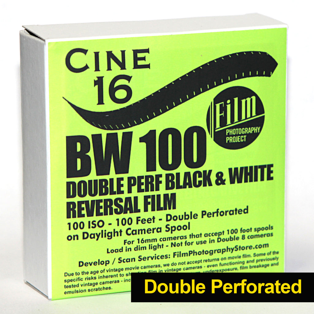 16mm Film Double Perf CINE16 BW Reversal 100 iso 100 ft Film