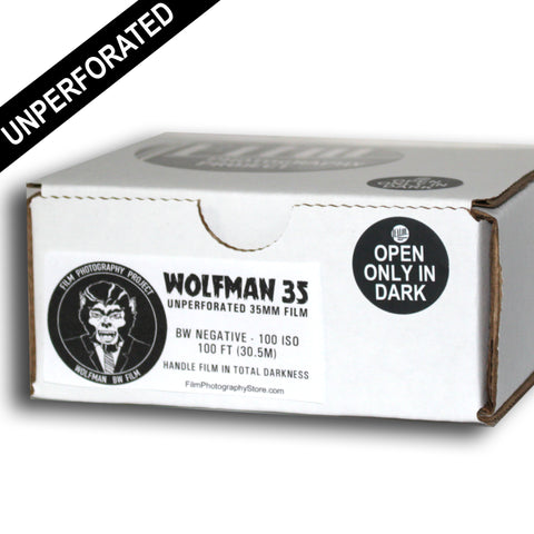 35mm Unperforated BW Bulk Roll (100 ft) - Wolfman 100