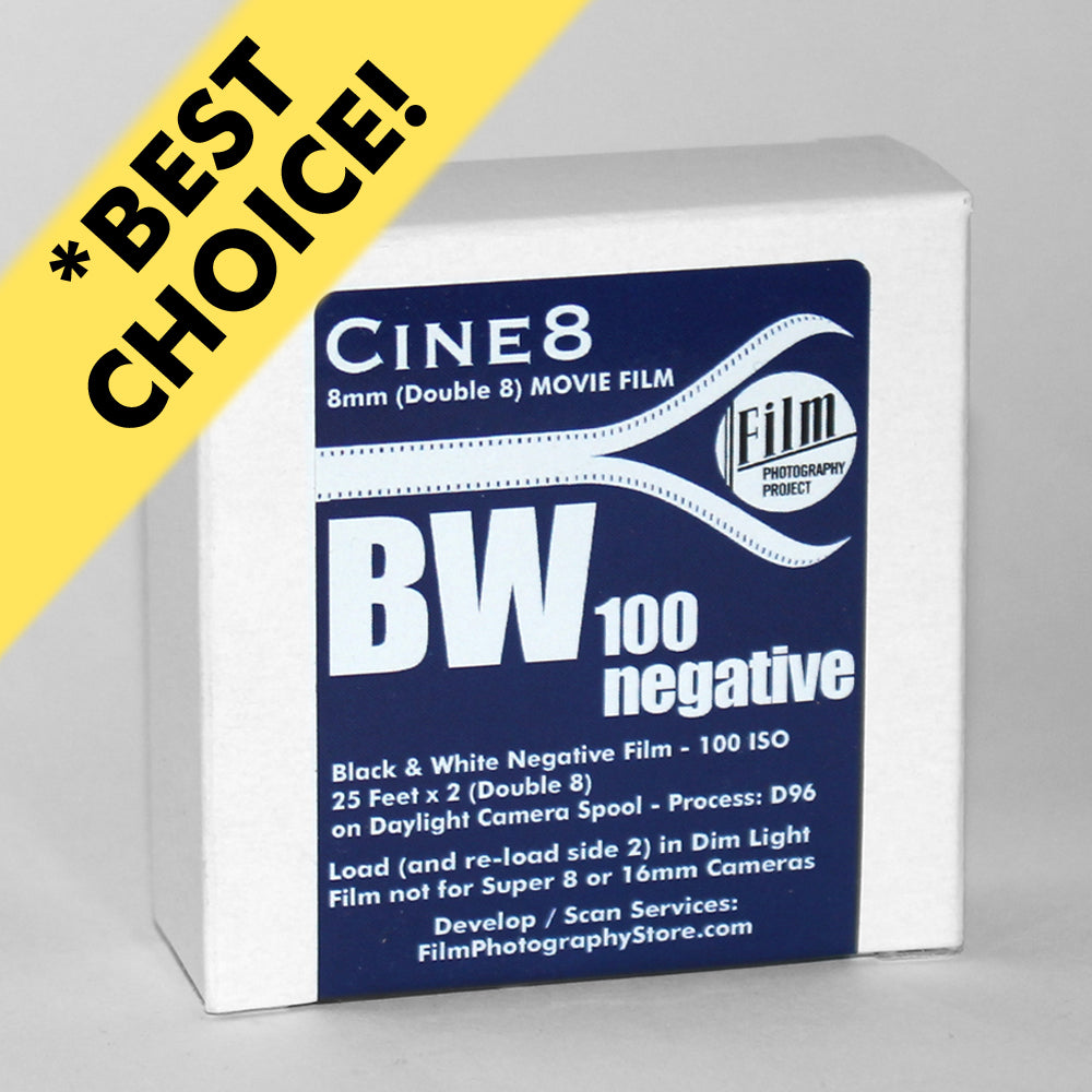 Double 8 Film - Cine8 BW Negative 100 ISO (25 ft) – Film Photography  Project Store