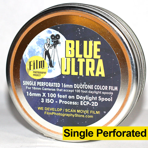 16mm Film - Single Perf - FPP 16mm BLUE ULTRA Color Negative - 100 ft