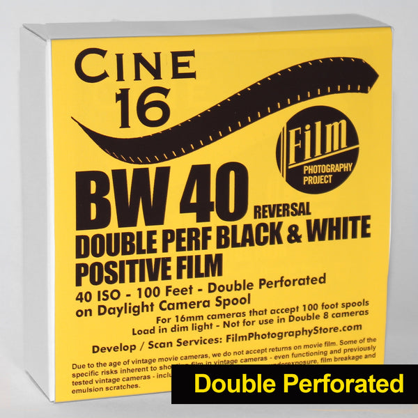 16mm Film - Double Perf - CINE16 BW Reversal 40 iso - 100 ft