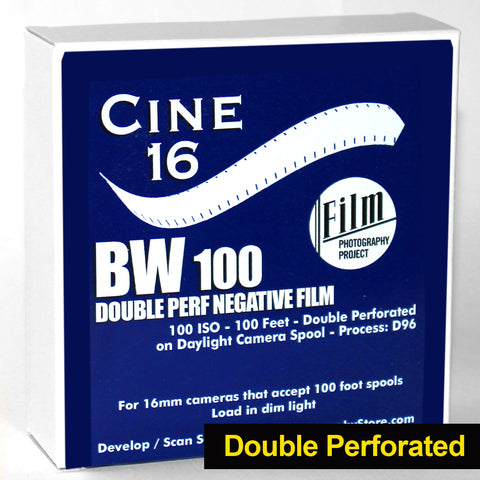 16mm Film - Double Perf - CINE16 BW Negative 100 iso - 100 ft