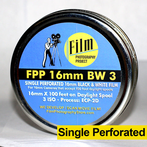 16mm Film - Single Perf - FPP 16mm BW 3 Negative - 100 ft – Film  Photography Project Store