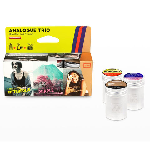 35mm Color - LomoChrome Purple / Metropolis / Sun-Kissed + Mini-Keychain Trio (3 Roll Box)