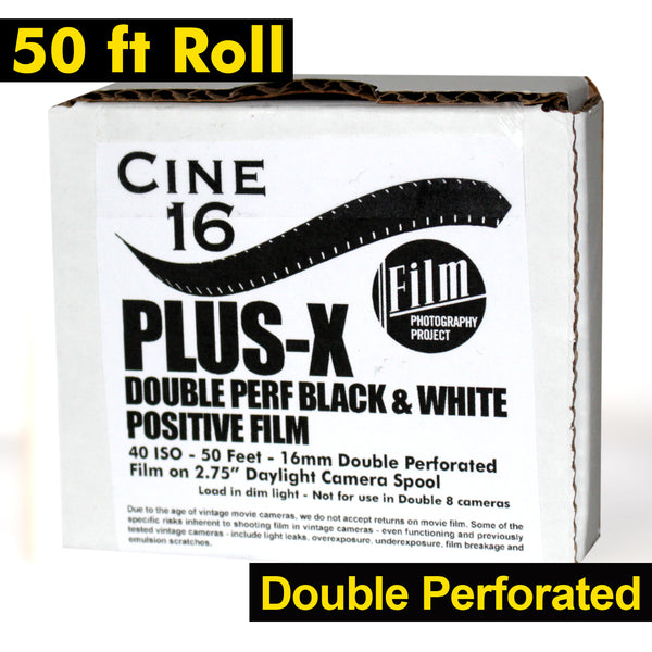 16mm Film - 50' Double Perf - PLUS-X BW Reversal 40 iso - 50 ft