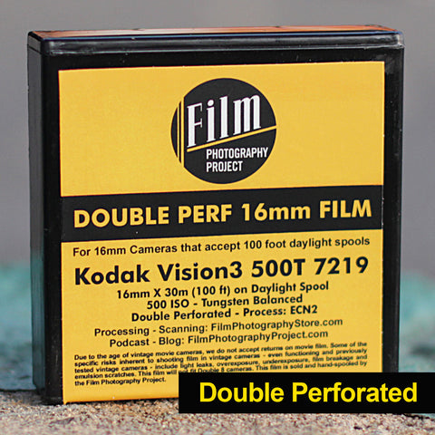 16mm Film - Double Perf - Kodak Vision3 500T 7219 - 100 ft