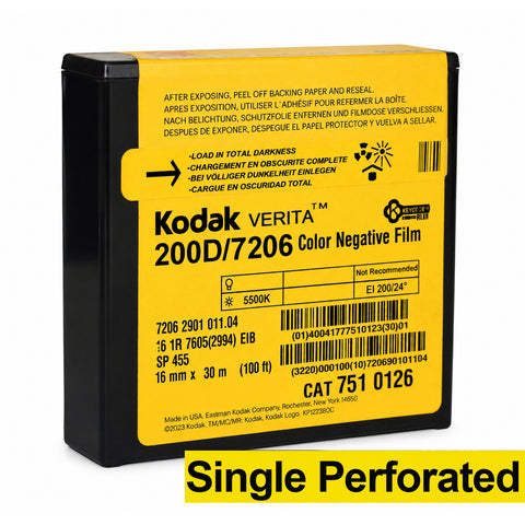 16mm Film - Single Perf - Kodak Verita 200D 7206 - 100 ft