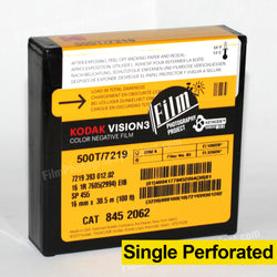 16mm Film - Single Perf - Kodak Vision3 500T 7219 - 100 ft