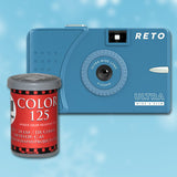 35mm Film Camera - RETO Ultra Wide & Slim Camera + Film COMBO (Slate Blue)