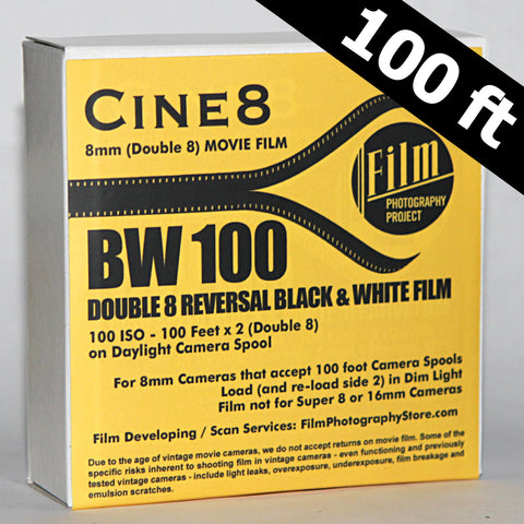 Double 8 Film - Cine8 BW Reversal 100 ISO (100 ft)