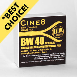 Double 8 Film - Cine8 BW Reversal 40 ISO (25 ft)